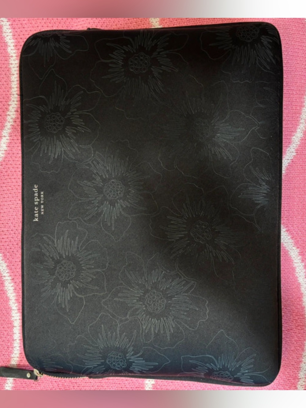 “Pre-Owned” Kate Spade Black Laptop Sleeve.  Super Soft Lining.  (13 1/2”X 10”)